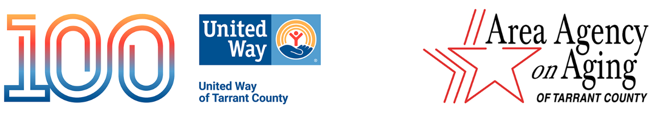 joint logo: 100 United Way logo, United Way of Tarrant County, Area Agency on Aging of Tarrant County logo