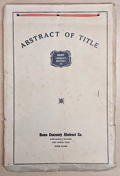 Abstract of Title Cover for Lot 7, Block 4, North Riverside Estates