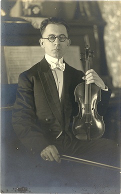 Carl Venth holding a violin