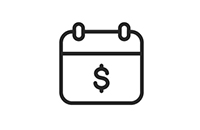 When to Pay calendar page with dollar sign icon