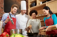 A group of people in a cooking class